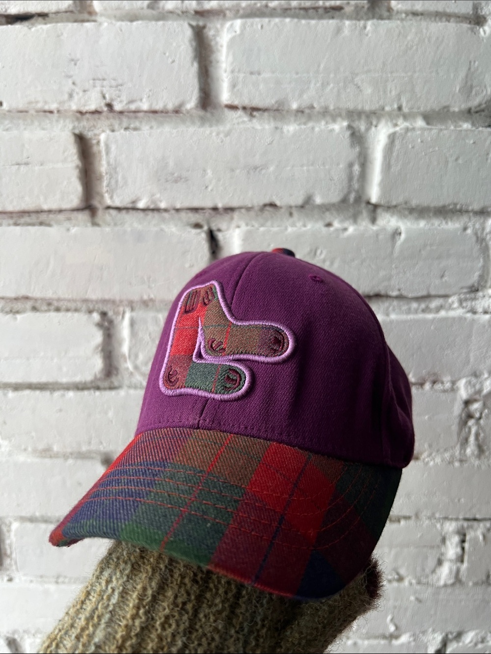 Kids Purple Plaid Baseball Cap Boston Red Sox